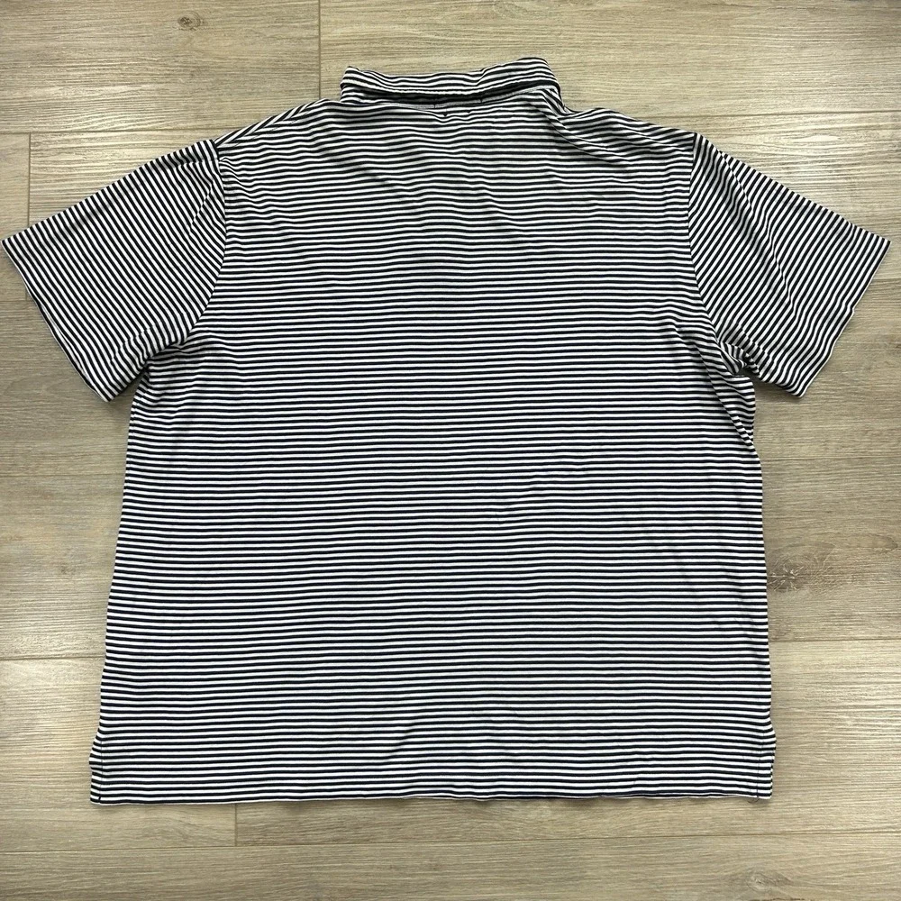Polo Ralph Lauren XL Navy Blue Striped Classic Fit Cotton Polo Shirt Flesh Pony